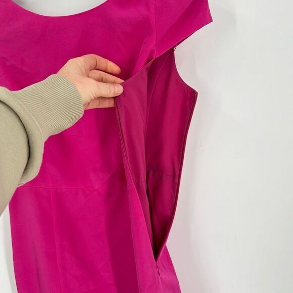Tibi Womens Silk Lined Short Cap Sleeves Open Back Mini Sheath Dress Pink Size 2 - Picture 4 of 11
